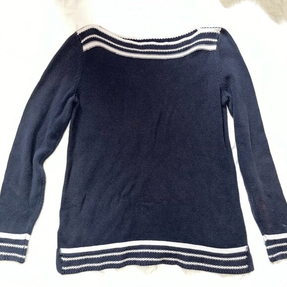 100% Cotton Navy Beach Cottage Sweater - Picture 1 of 4